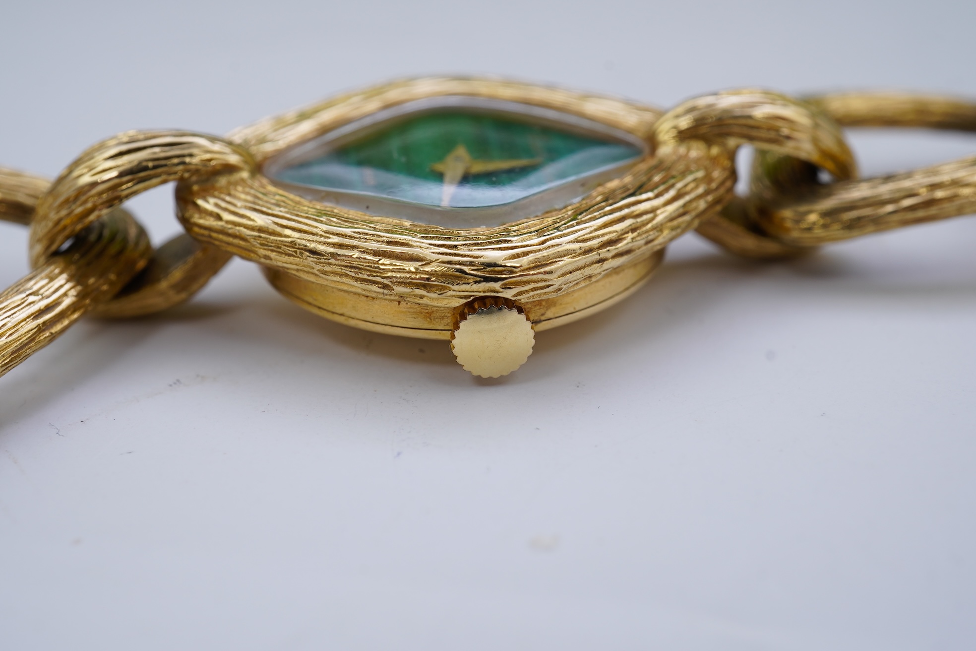 A lady's late 1960's 18ct gold Bueche Girod manual wind bracelet wrist watch